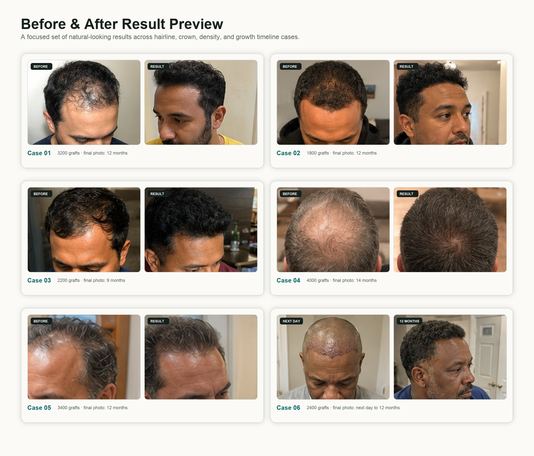 Hair transplant before and after results in Guadalajara with natural hairline and crown improvements